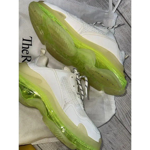 Balenciaga Triple S Womens Sneakers Size 40 EU / 10 US Neon Green Clear Sole - Picture 5 of 14